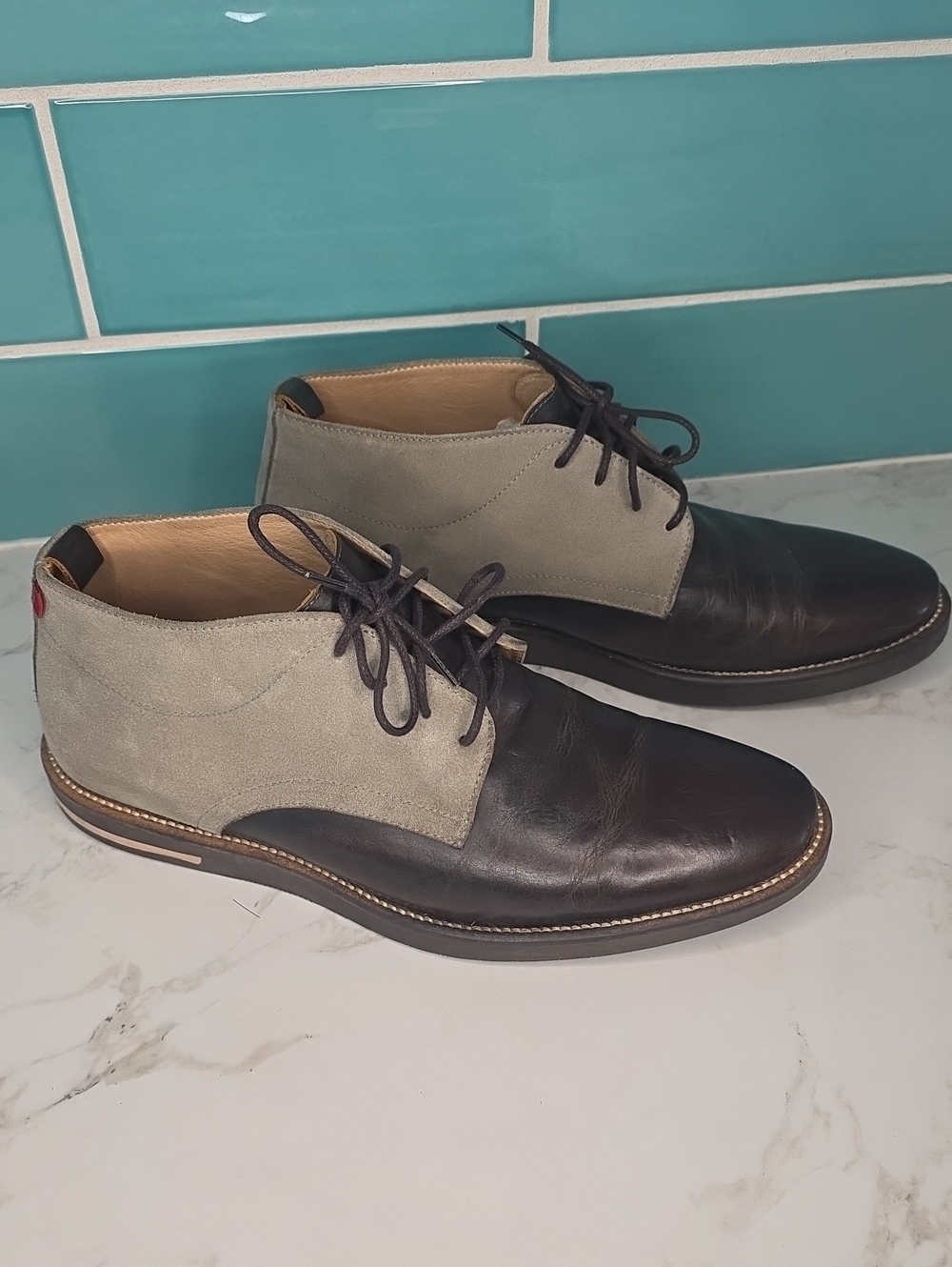 Marc Jacobs Black Leather & Gray Suede Chukka Boots